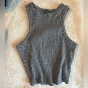 Grey High-Neck Crop Tank XS